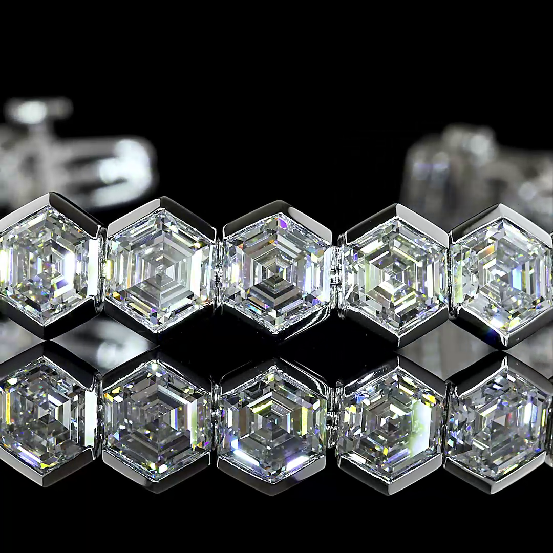 23.06 CTTW Hexagon Lab Grown Diamond Tennis Bracelet 6.5" (E Color and VS Clarity)