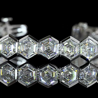 23.06 CTTW Hexagon Lab Grown Diamond Tennis Bracelet 6.5" (E Color and VS Clarity)