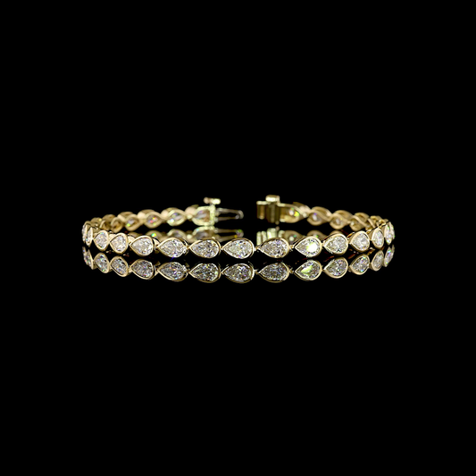 6.02 CTTW Pear Lab Grown Diamond Tennis Bracelet 7" (E Color and VS1 Clarity)