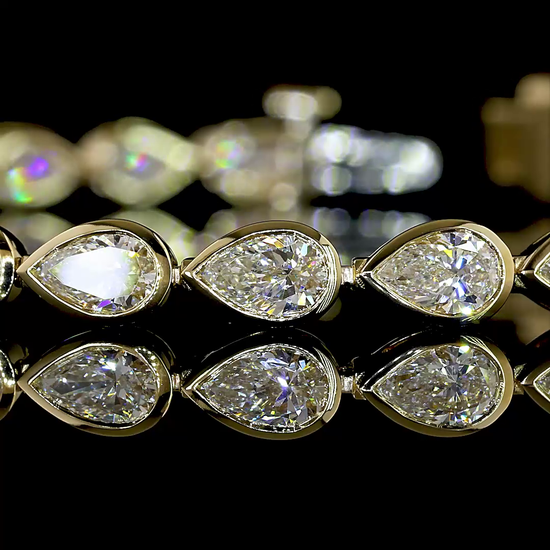 6.02 CTTW Pear Lab Grown Diamond Tennis Bracelet 7" (E Color and VS1 Clarity)