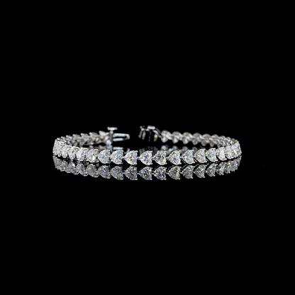 10.84 CTTW Heart Lab Diamond Tennis Bracelet (E Color and VS1 Clarity)