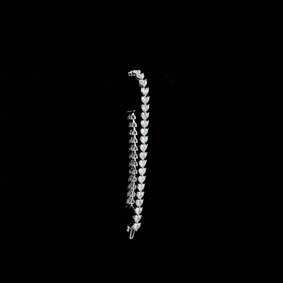11.32 CTTW Heart Lab Grown Diamond Tennis Bracelet 7" (E Color and VS1 Clarity)