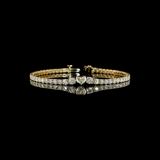 5.50 CTTW Heart Lab Diamond Tennis Bracelet (E Color and VS/VS1 Clarity)
