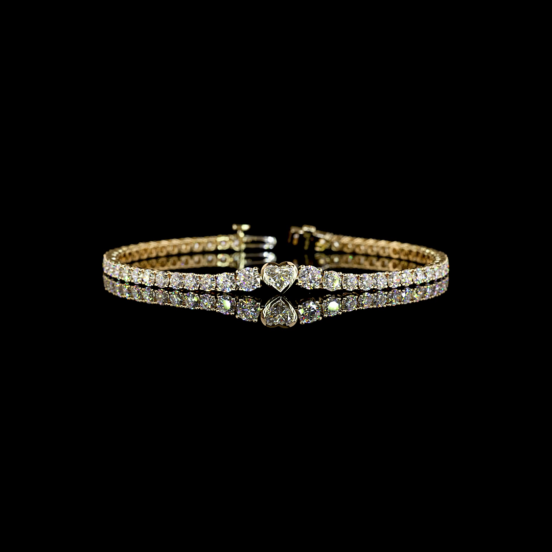 5.77 CTTW Heart Lab Grown Diamond Tennis Bracelet 7" (E Color and VS Clarity)