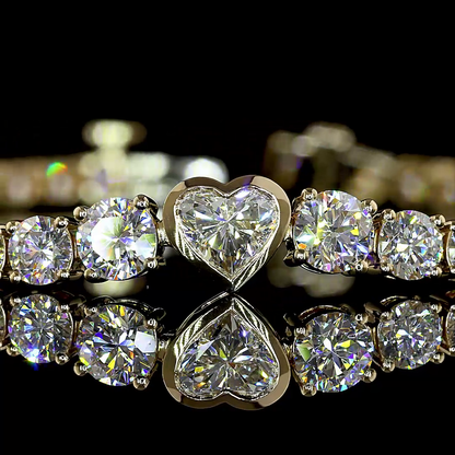 5.77 CTTW Heart Lab Grown Diamond Tennis Bracelet 7" (E Color and VS Clarity)