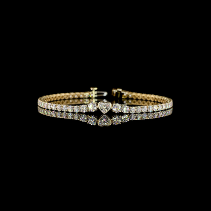 5.63 CTTW Heart Lab Grown Diamond Tennis Bracelet 7" (E Color and VS1 Clarity)