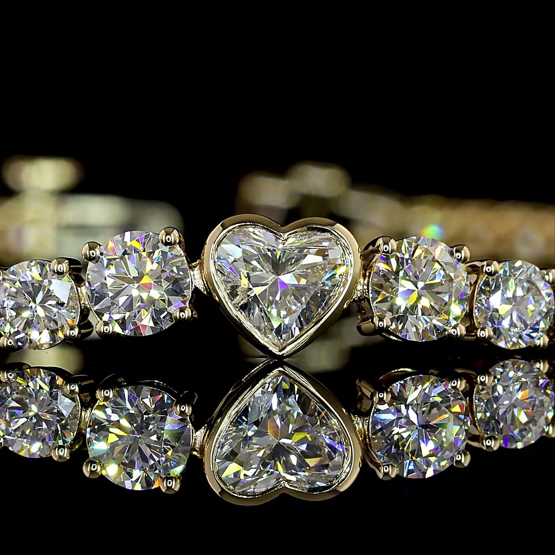 5.63 CTTW Heart Lab Grown Diamond Tennis Bracelet 7" (E Color and VS1 Clarity)
