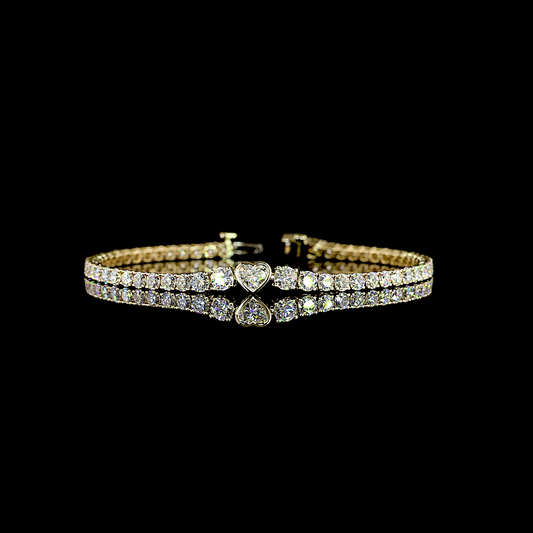 5.43 CTTW Heart Lab Diamond Tennis Bracelet (E Color and VS1 Clarity)