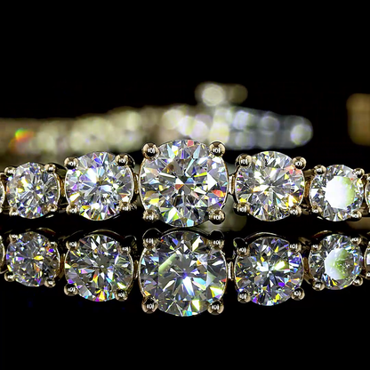 5.78 CTTW Round Lab Grown Diamond Station Line Tennis Bracelet 7" (E Color and VS1 Clarity)