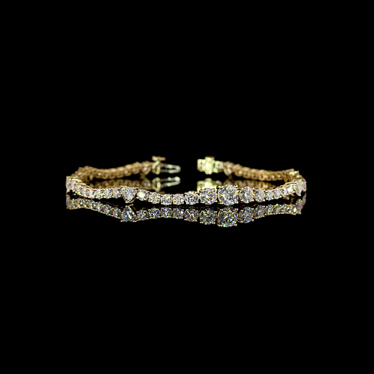 5.71 CTTW Round Lab Diamond Station Line Tennis Bracelet (E Color and VS1 Clarity)