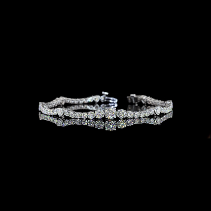 5.70 CTTW Round Lab Grown Diamond Station Line Tennis Bracelet 7" (E Color and VS1 Clarity)