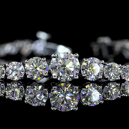 5.70 CTTW Round Lab Grown Diamond Station Line Tennis Bracelet 7" (E Color and VS1 Clarity)