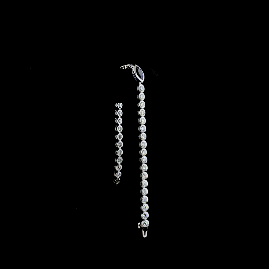 6.21 CTTW Marquise Lab Diamond Tennis Bracelet (Blue Color and VS2 Clarity)