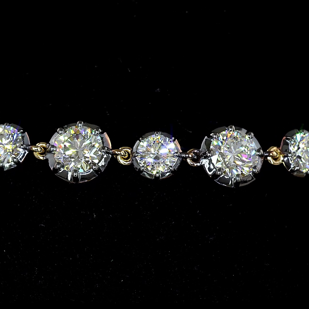 6.33 CTTW Round Lab Grown Diamond Station Bracelet 7" (E Color and VS Clarity)