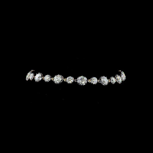 6.52 CTTW Round Lab Diamond Station Bracelet (F Color and VS2 Clarity)