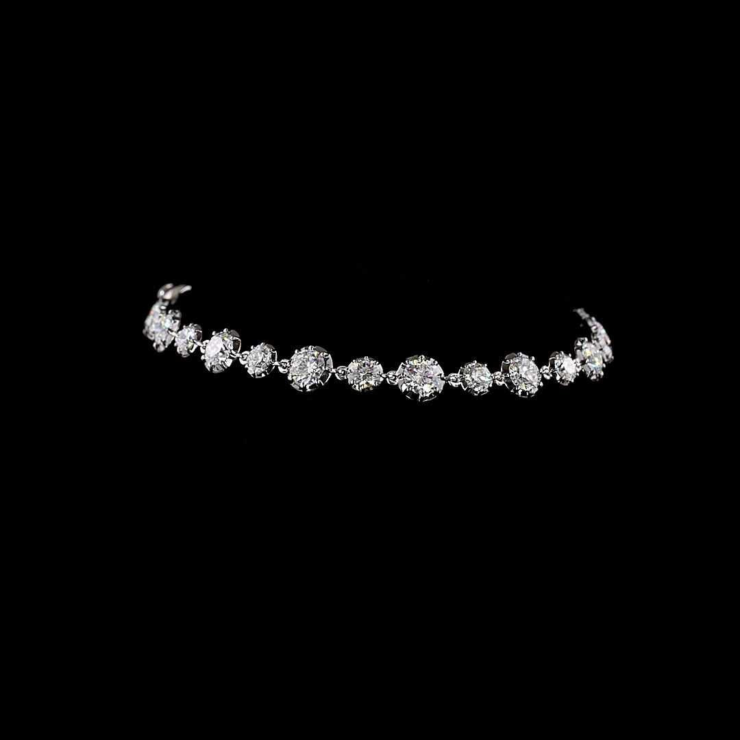 6.40 CTTW Round Lab Diamond Station Bracelet (E Color and VS Clarity)
