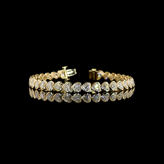 12.41 CTTW Heart Lab Diamond Tennis Bracelet (E Color and VS1 Clarity)