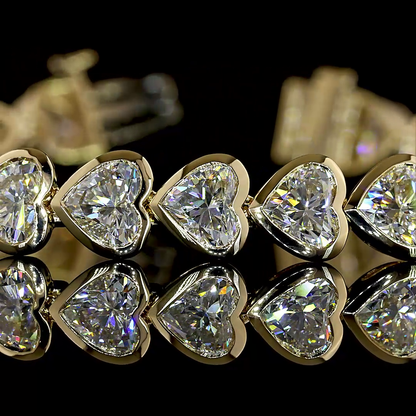 12.41 CTTW Heart Lab Diamond Tennis Bracelet (E Color and VS1 Clarity)