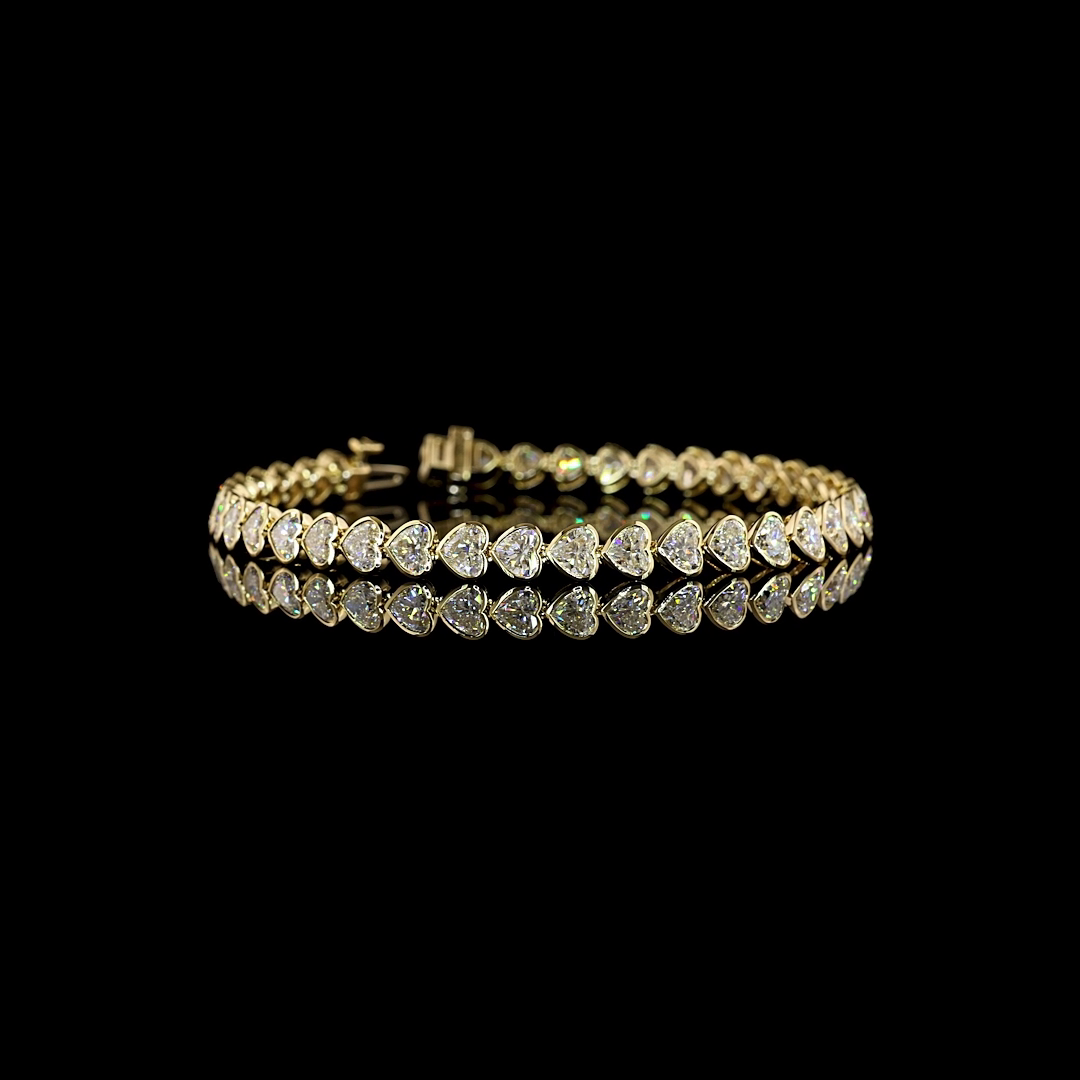 10.37 CTTW Heart Lab Diamond Tennis Bracelet (E Color and VS1 Clarity)
