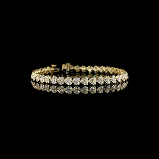 10.37 CTTW Heart Lab Diamond Tennis Bracelet (E Color and VS1 Clarity)