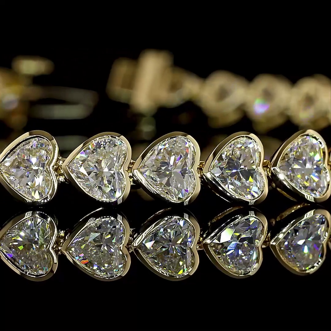 10.37 CTTW Heart Lab Diamond Tennis Bracelet (E Color and VS1 Clarity)
