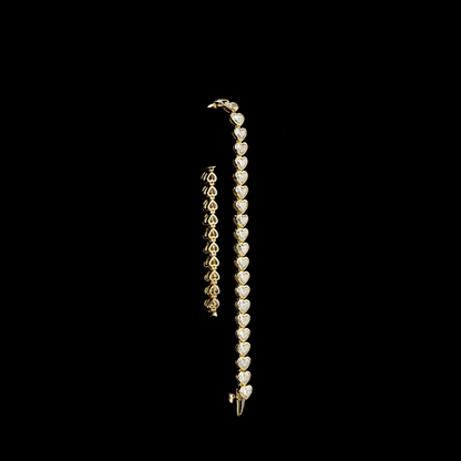 10.37 CTTW Heart Lab Diamond Tennis Bracelet (E Color and VS1 Clarity)