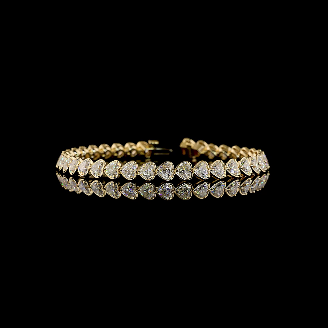 11.30 CTTW Heart Lab Grown Diamond Tennis Bracelet 7" (E Color and VS1 Clarity)
