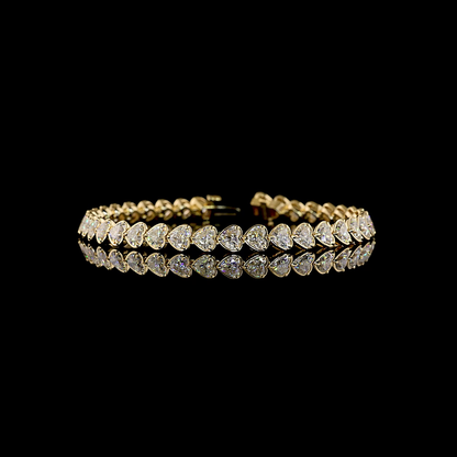 11.30 CTTW Heart Lab Grown Diamond Tennis Bracelet 7" (E Color and VS1 Clarity)