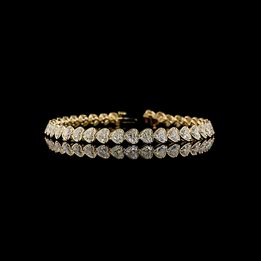 11.30 CTTW Heart Lab Diamond Tennis Bracelet (E Color and VS1 Clarity)