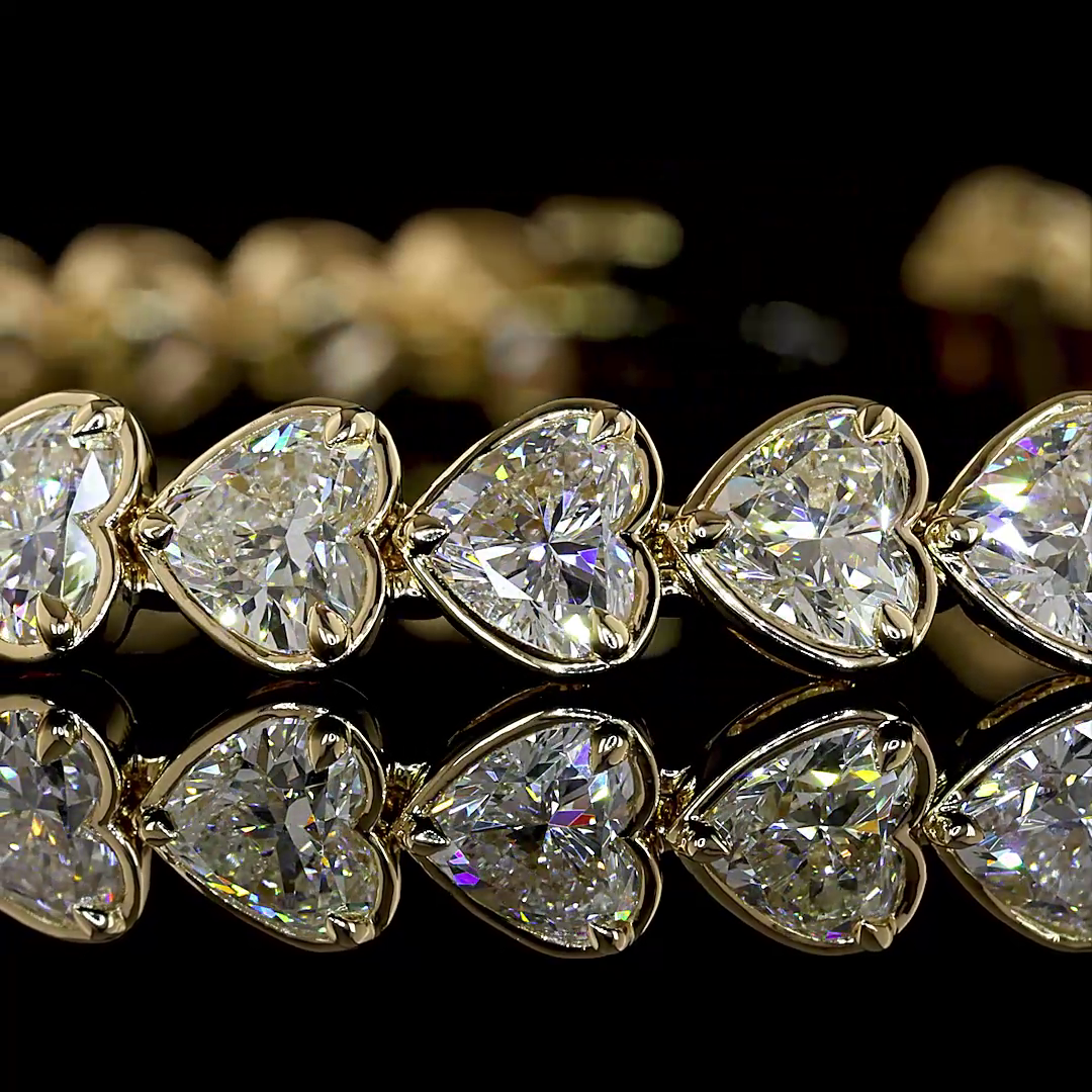 11.30 CTTW Heart Lab Grown Diamond Tennis Bracelet 7" (E Color and VS1 Clarity)