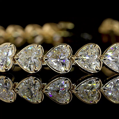 11.30 CTTW Heart Lab Grown Diamond Tennis Bracelet 7" (E Color and VS1 Clarity)