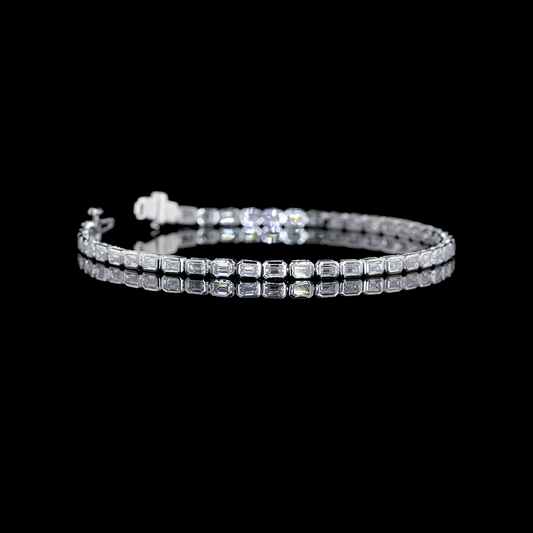 3.57 CTTW Emerald Lab Diamond Tennis Bracelet 6.85" 14k White Gold (F Color and VS2 Clarity)
