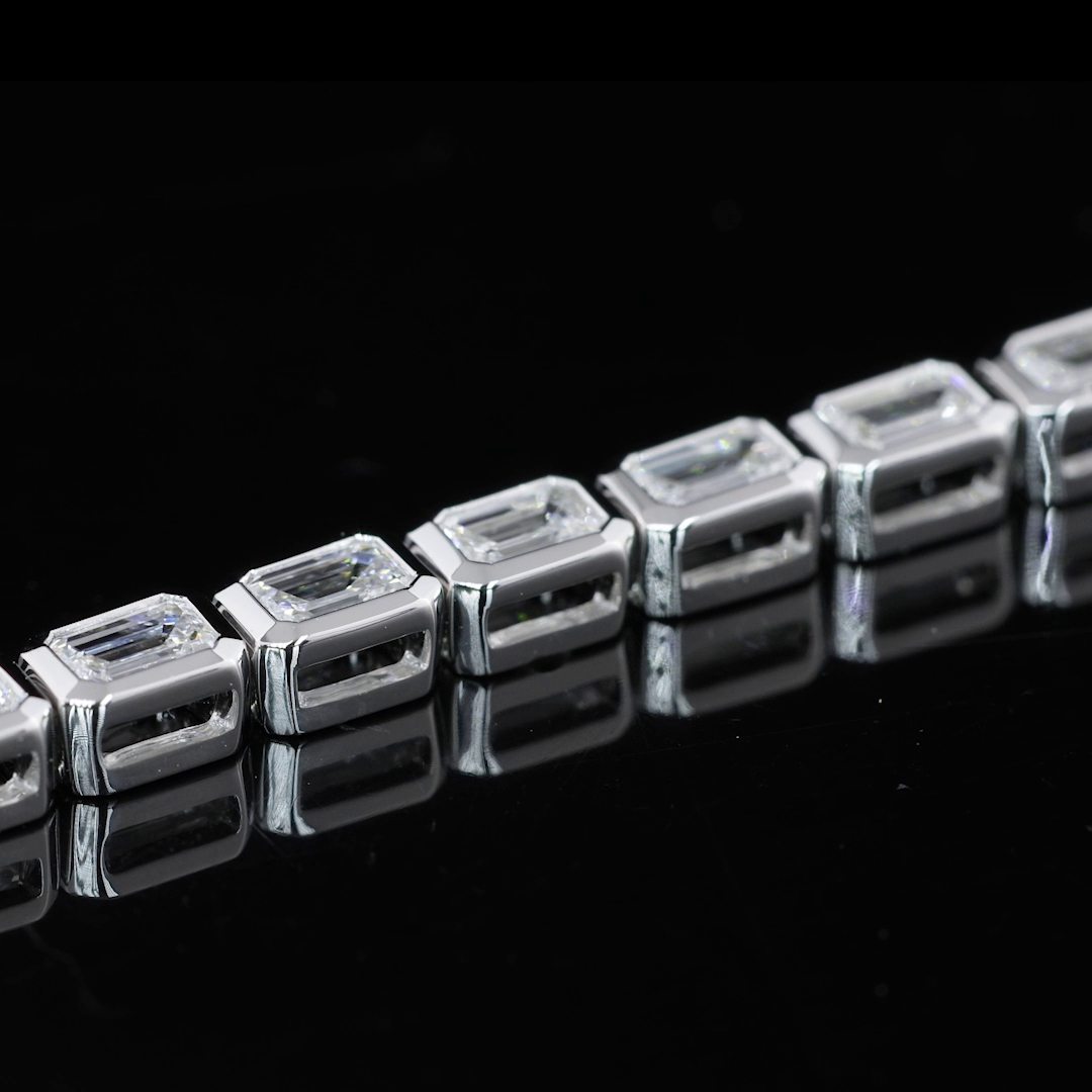 3.57 CTTW Emerald Lab Diamond Tennis Bracelet 6.85" 14k White Gold (F Color and VS2 Clarity)