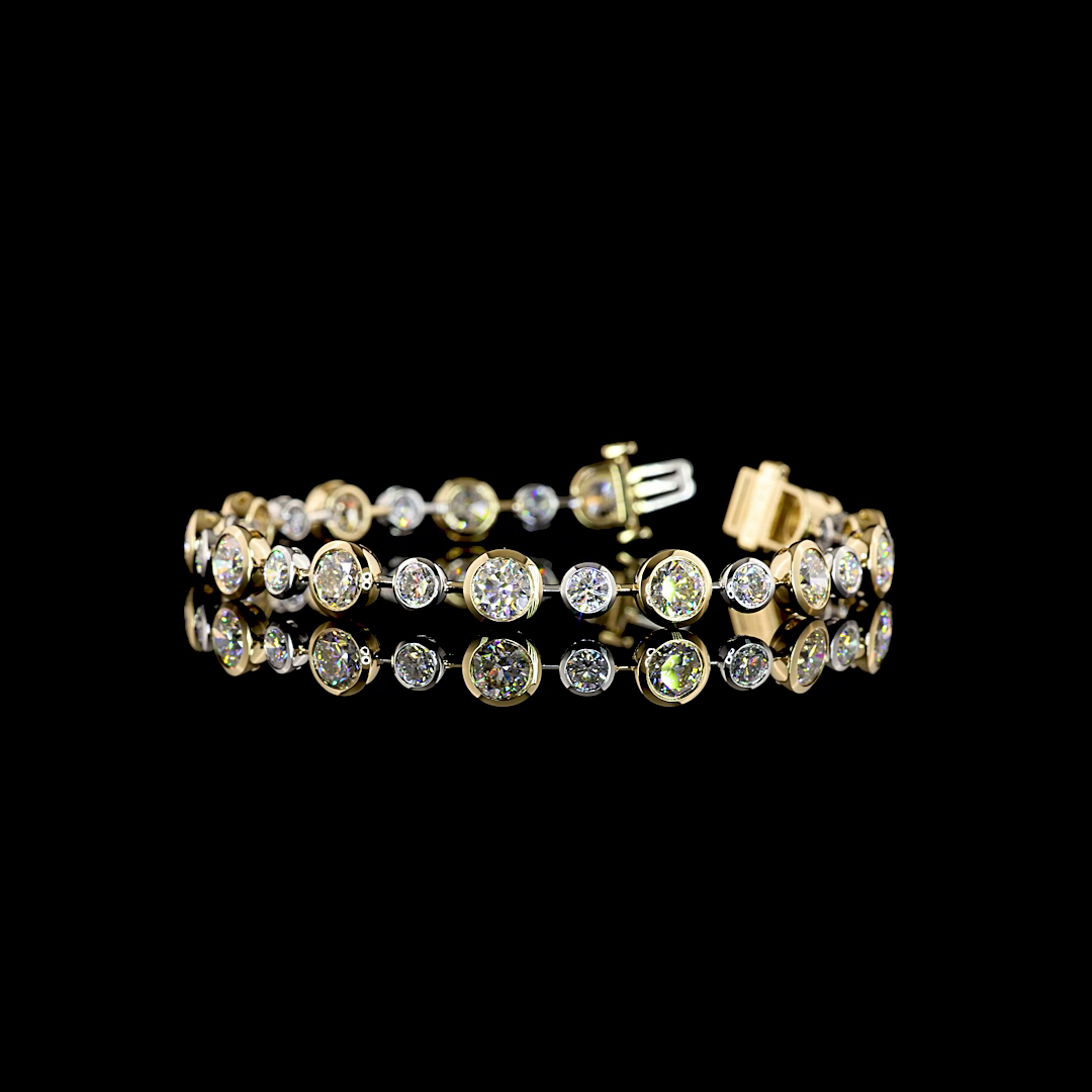 10.54 CTTW Round Lab Grown Diamond Station Bracelet 7" (E Color and VS1 Clarity)