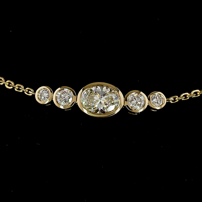 0.99 CTTW Oval Lab Diamond Station Bracelet (E Color and VS1 Clarity)