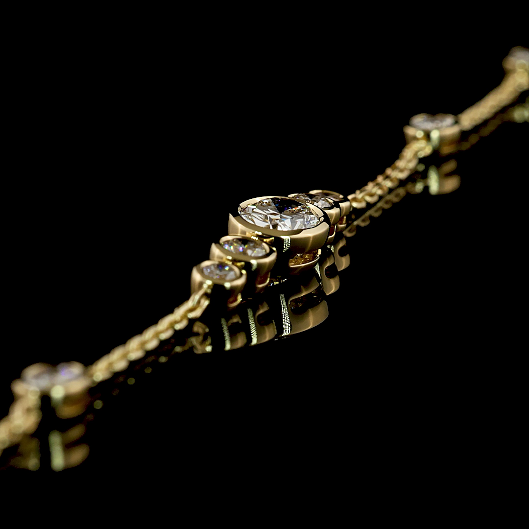 0.99 CTTW Oval Lab Diamond Station Bracelet (E Color and VS1 Clarity)