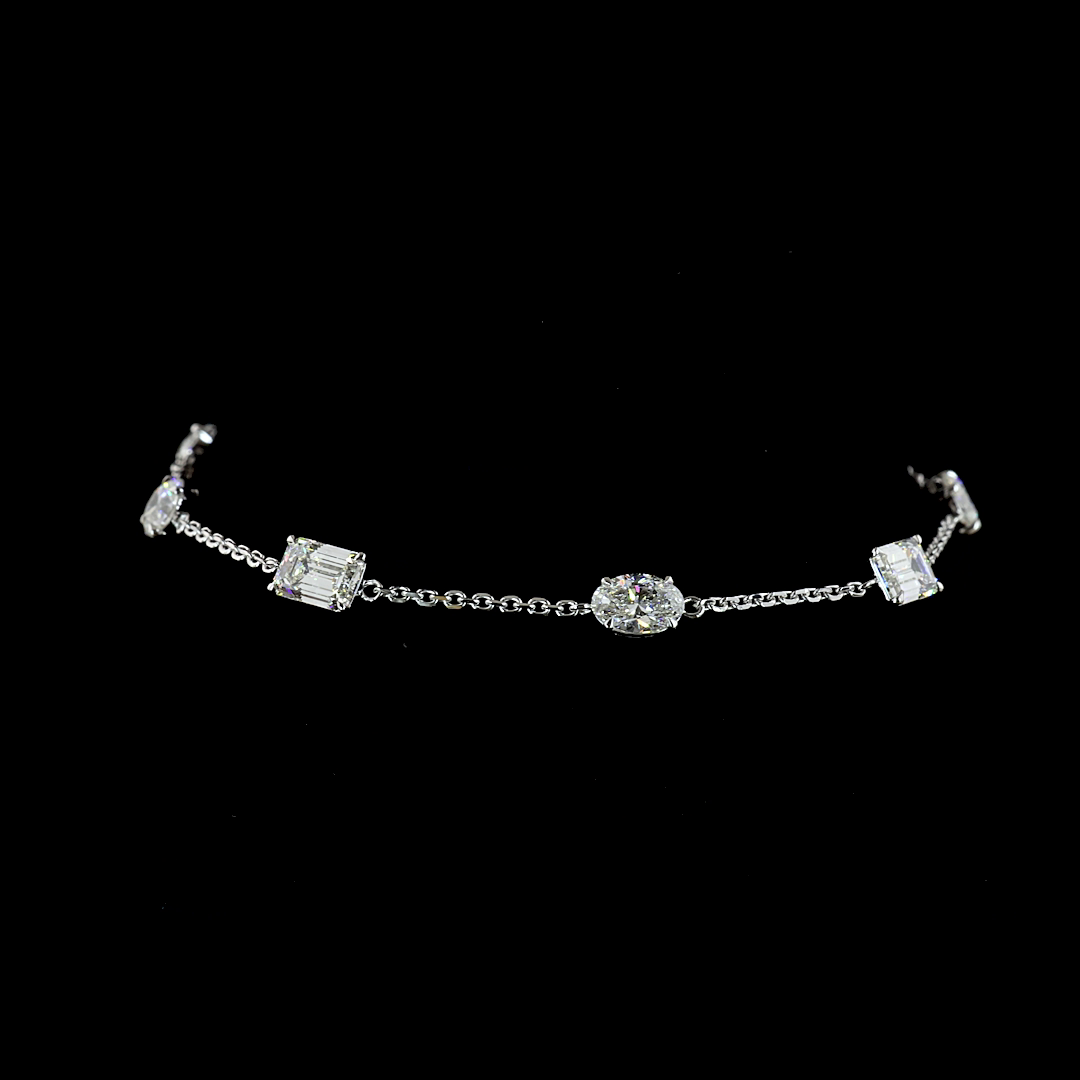 3.07 CTTW MIX Lab Grown Diamond Station Bracelet 7" (E Color and VS1 Clarity)