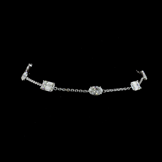 3.09 CTTW MIX Lab Diamond Station Bracelet (E Color and VS1 Clarity)