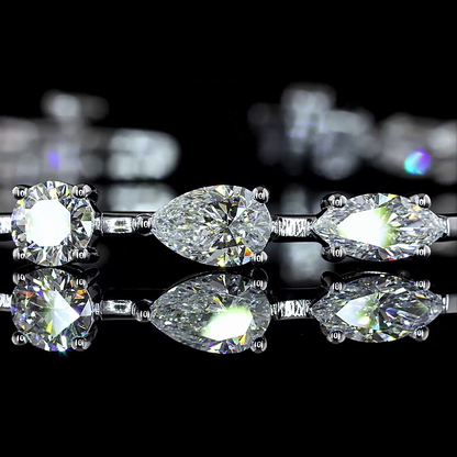 7.20 CTTW MIX Natural Diamond Station Bracelet 7" (F Color and VS+ Clarity)