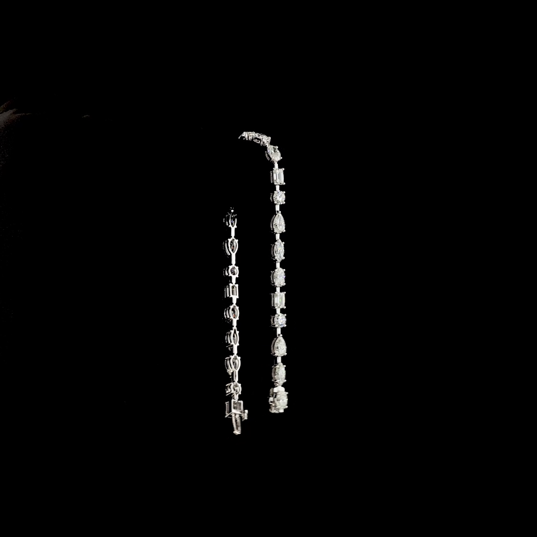 7.20 CTTW MIX Natural Diamond Station Bracelet 7" (F Color and VS+ Clarity)