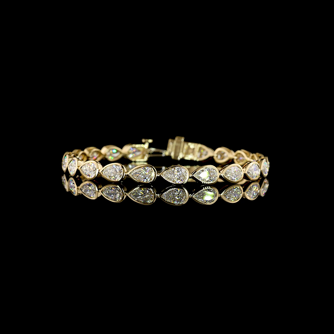 10.98 CTTW Pear Lab Grown Diamond Tennis Bracelet 7" (E Color and VS1 Clarity)