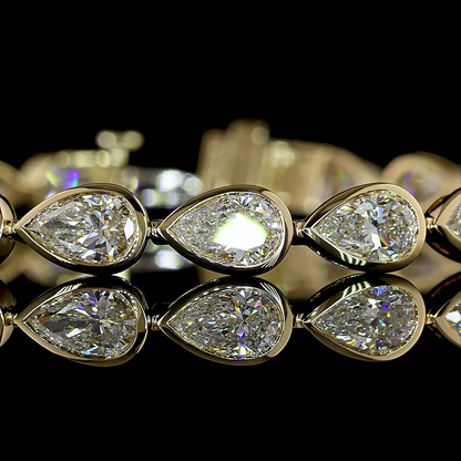 10.98 CTTW Pear Lab Grown Diamond Tennis Bracelet 7" (E Color and VS1 Clarity)