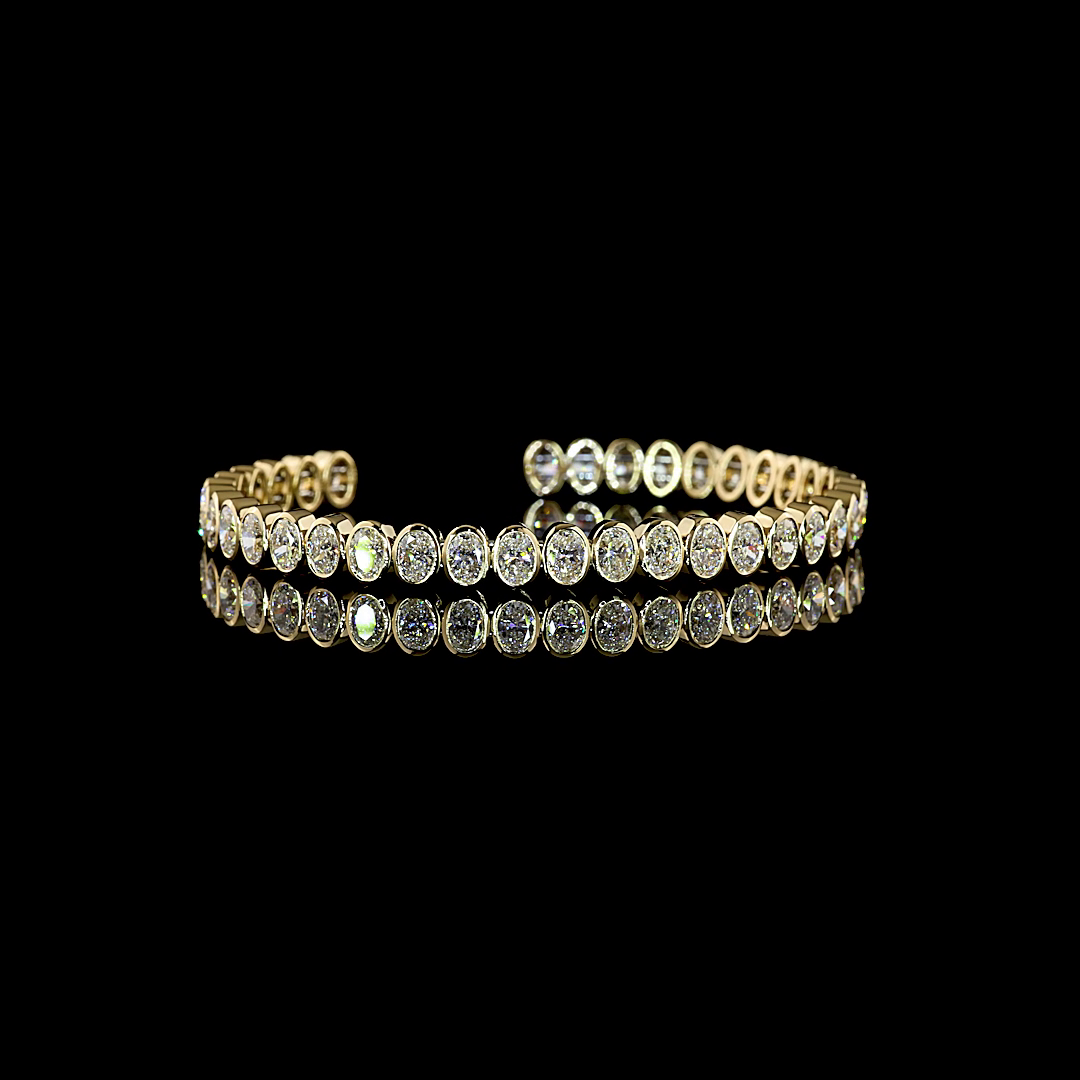 8.20 CTTW Oval Lab Grown Diamond Bangles Bracelet (E Color and VS1 Clarity)