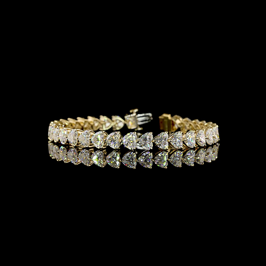 21.03 CTTW Heart Lab Grown Diamond Tennis Bracelet 7" (E Color and VS1 Clarity)