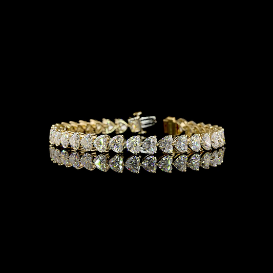 21.03 CTTW Heart Lab Diamond Tennis Bracelet (E Color and VS1 Clarity)