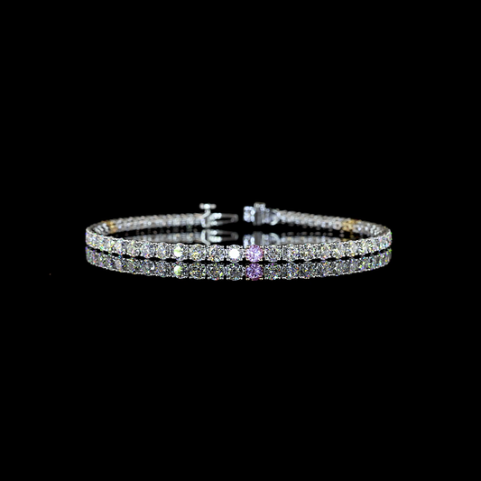5.98 CTTW Round Lab Diamond Tennis Bracelet (Pink Sapphire Medium Color and VS2 Clarity)