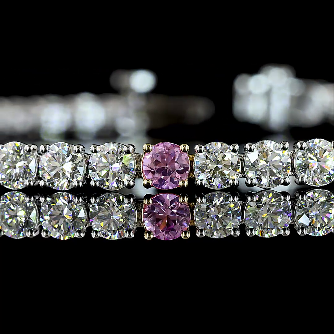 5.98 CTTW Round Lab Diamond Tennis Bracelet (Pink Sapphire Medium Color and VS2 Clarity)
