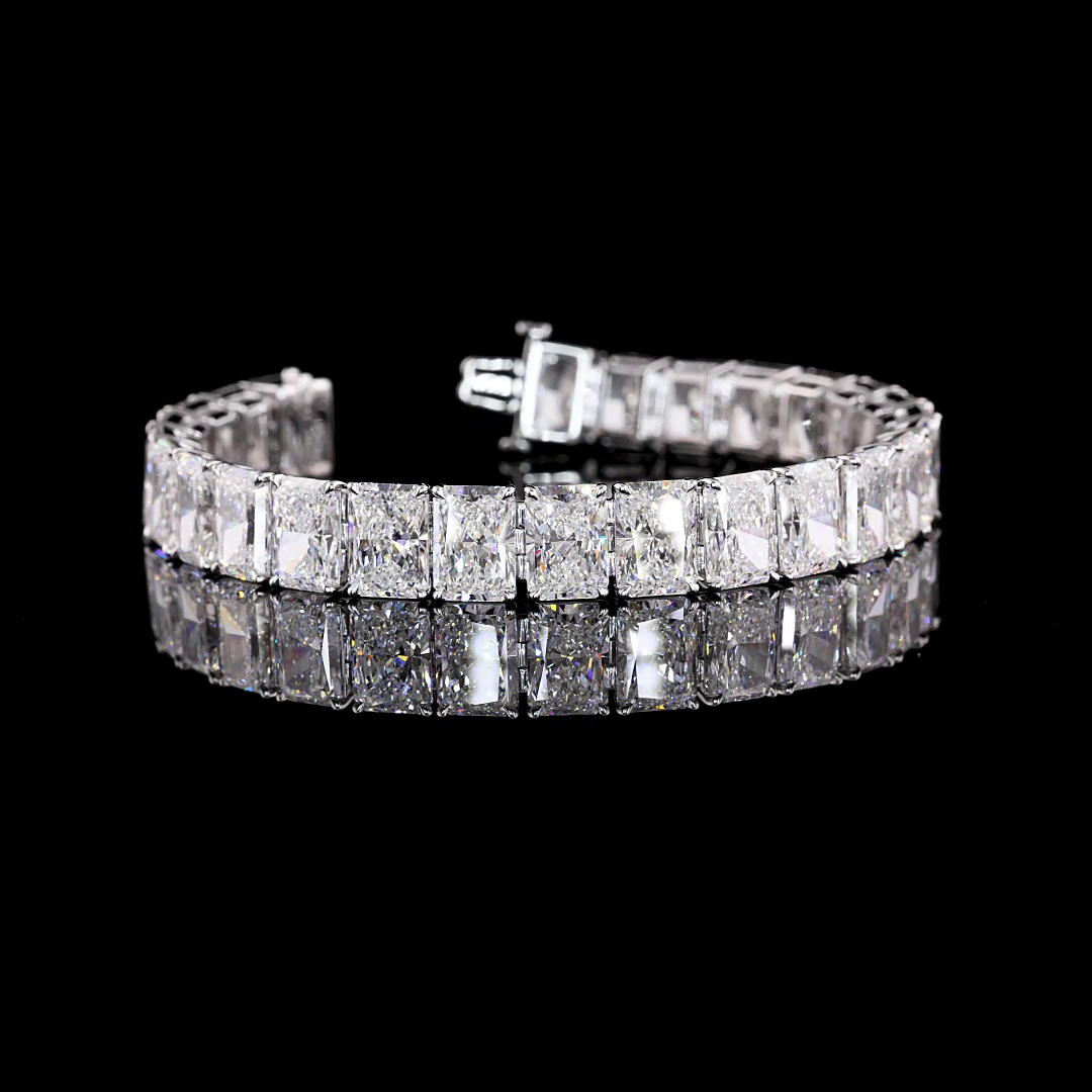 53.79 CTTW Radiant Lab Diamond Tennis Bracelet 6.85" 18k White Gold E Color and VS2 Clarity jewelry-spot-usa