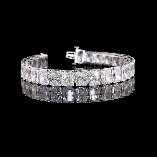 53.79 CTTW Radiant Lab Diamond Tennis Bracelet 6.85" 18k White Gold E Color and VS2 Clarity jewelry-spot-usa