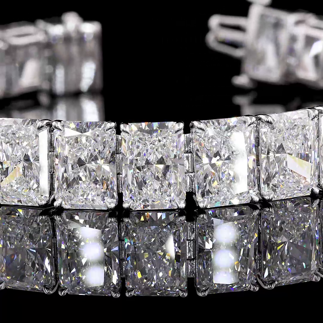 53.79 CTTW Radiant Lab Diamond Tennis Bracelet 6.85" 18k White Gold E Color and VS2 Clarity jewelry-spot-usa